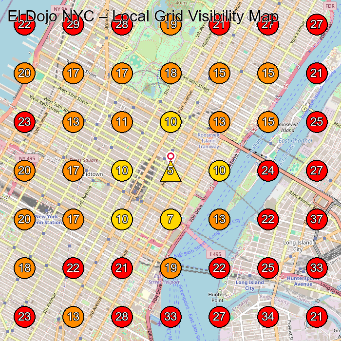 El Dojo NYC GeoGrid visibility map for Martial Arts School in New York